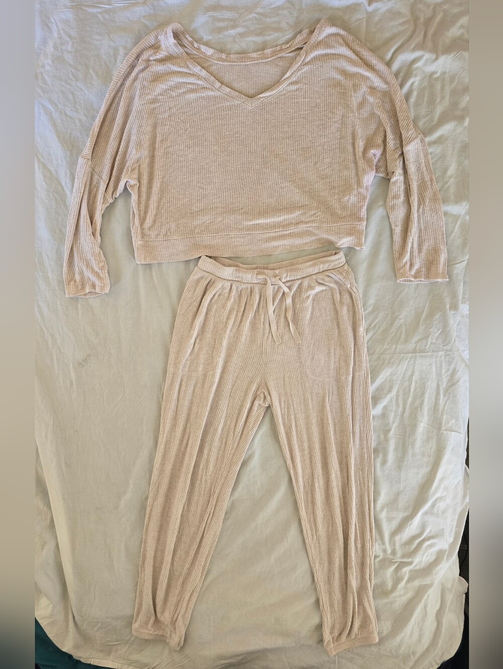 Target Ribbed Knit Lounge Top in Soft Beige